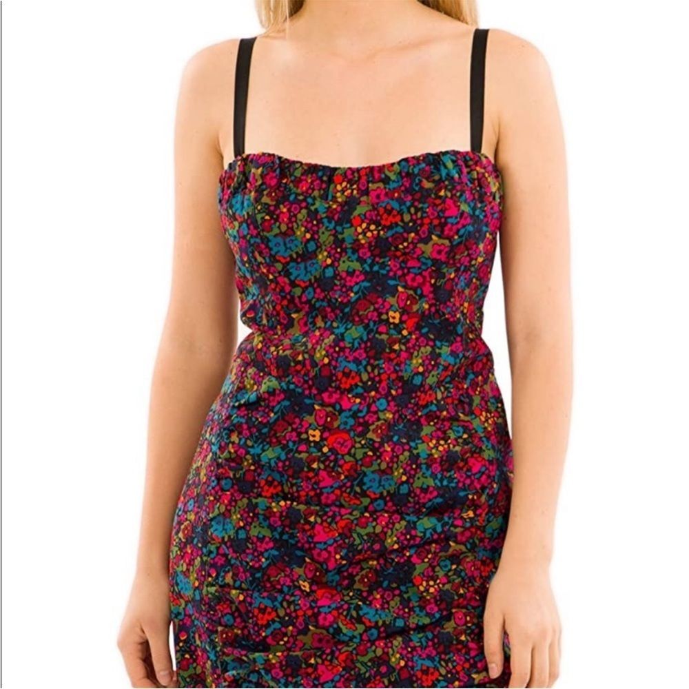 Nanette Lepore Mini Dress Strapless Retro Honeysuckle Floral Denim Size 4 - Picture 7 of 10